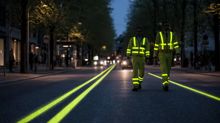 Visual showing a bag with high-visibility inks glowing under low light